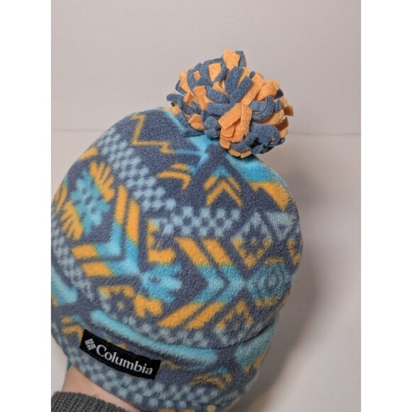 Columbia Unisex Toddler L/XL Frosty Trail ii Earflap Beanie Blue Yellow Warm - Picture 6 of 6